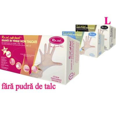 Manusi vinil fara pudra 100buc L - ROIAL Manusi vinil fara pudra 100buc L - ROIAL