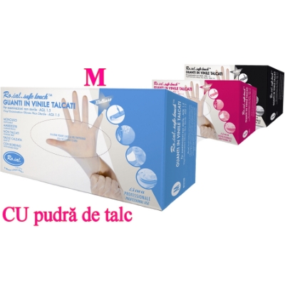 Manusi vinil CU pudra 100buc M - ROIAL Manusi vinil CU pudra 100buc M - ROIAL