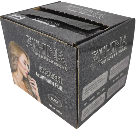 Imagine Folie aluminiu Embosata 12,7cm x 100metri NEAGRA cu cutter - ATHINA